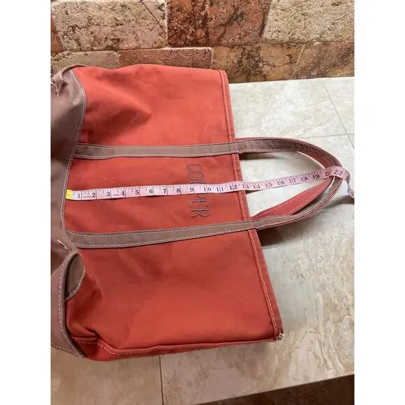 L.L.Bean Boat and Tote Bag Canvas Rust Orange Cotton USA Monogram Cooper - Picture 11 of 15